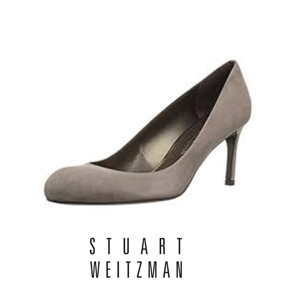 Stuart Weitzman Black Moody Round Toe Patent Pump